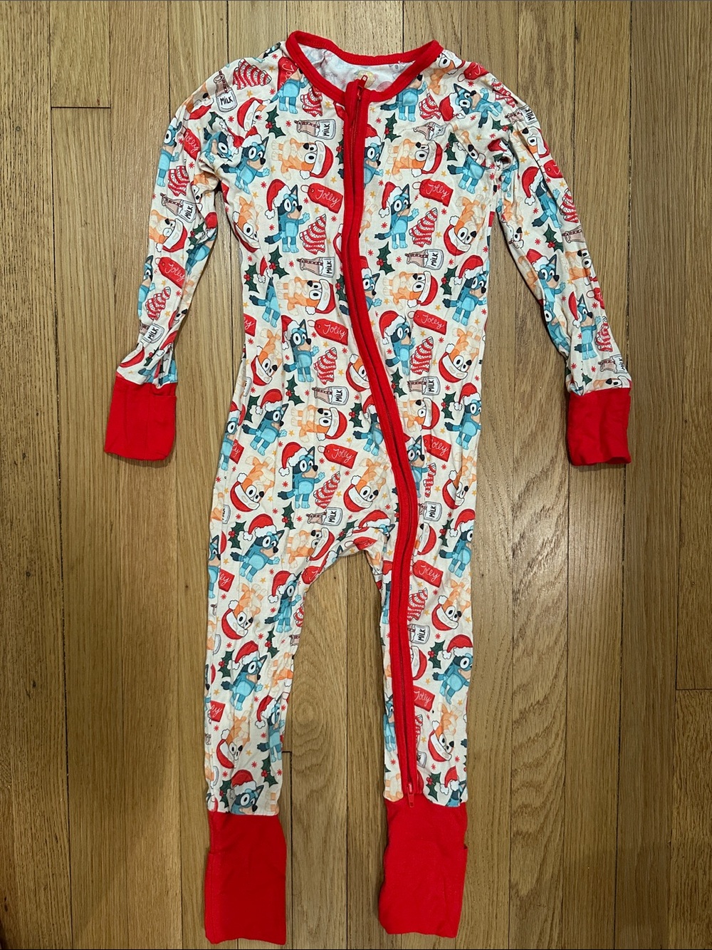 Kids Bluey Christmas Holiday Print Bamboo One-Piece Pajamas